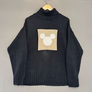 Disneyland Resort Paris Men’s Black Knit Turtle Neck Sweater Size XL Wool Blend